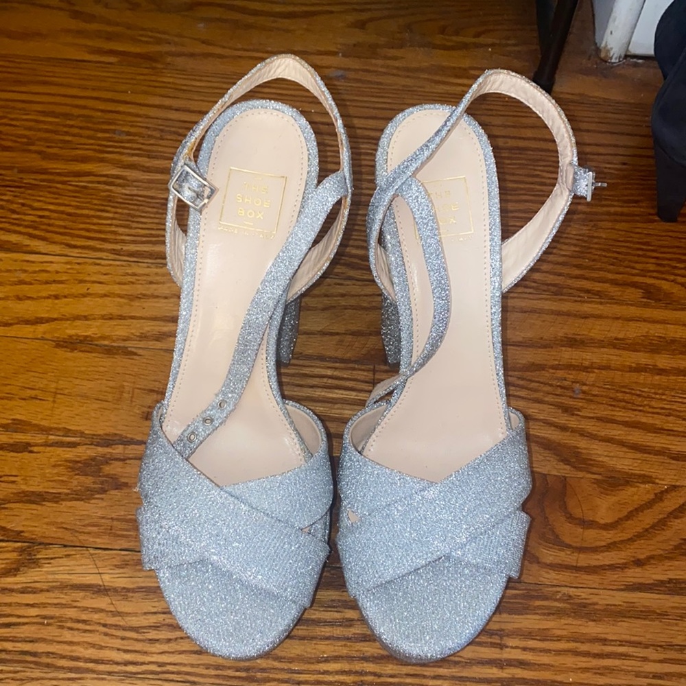 Sliver sparkle heels - never worn